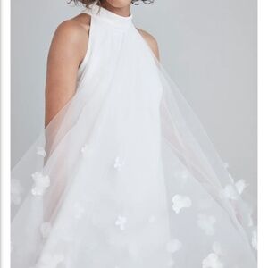 White chiffon flower dress